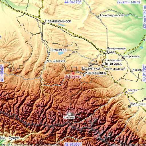 Topographic map of Uchkeken