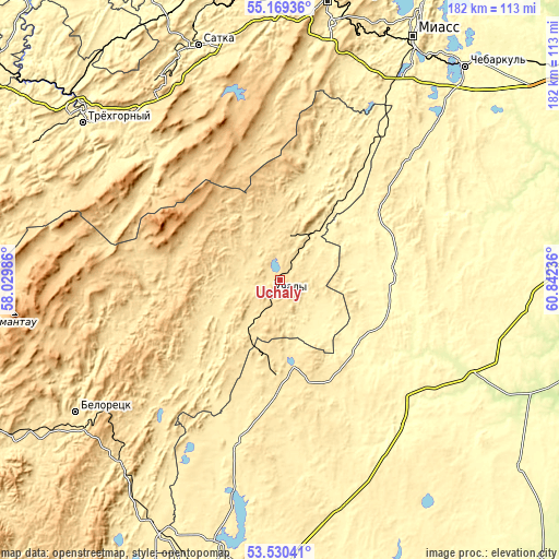 Topographic map of Uchaly