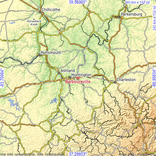 Topographic map of Barboursville