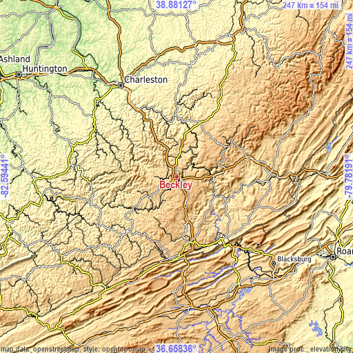 Topographic map of Beckley