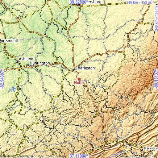 Topographic map of Belle