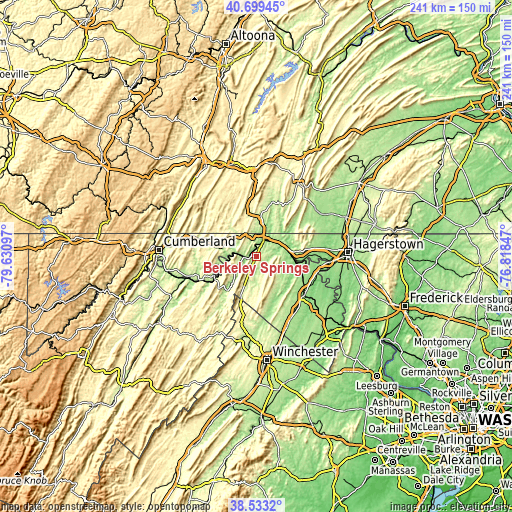 Topographic map of Berkeley Springs