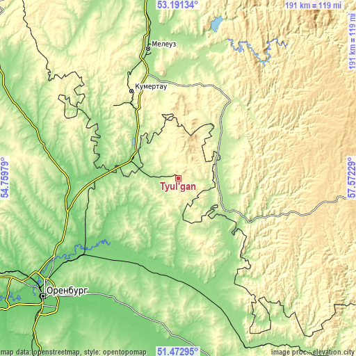 Topographic map of Tyul’gan