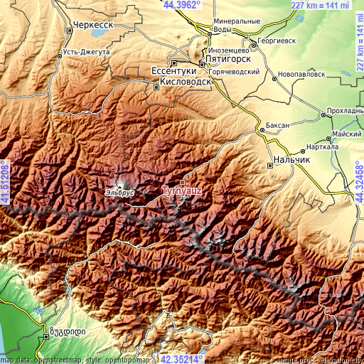 Topographic map of Tyrnyauz