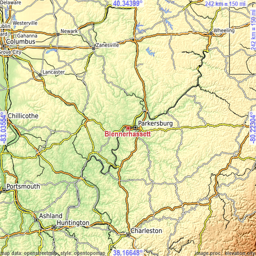 Topographic map of Blennerhassett