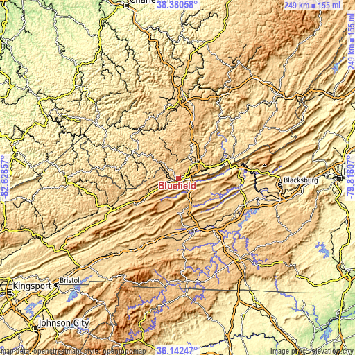 Topographic map of Bluefield