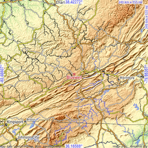 Topographic map of Bluewell