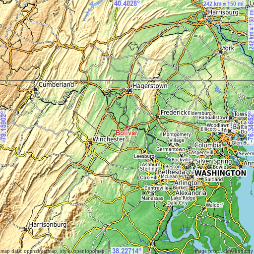 Topographic map of Bolivar