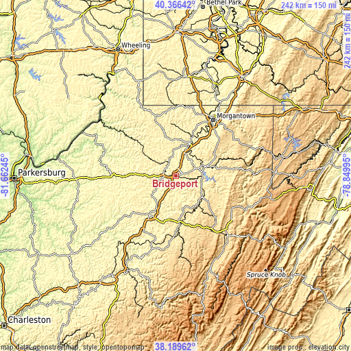 Topographic map of Bridgeport