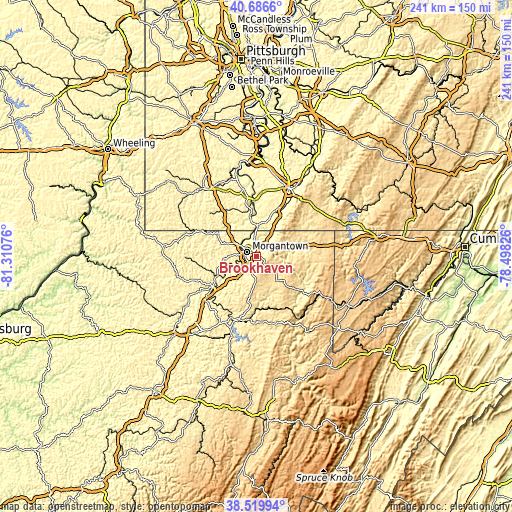 Topographic map of Brookhaven