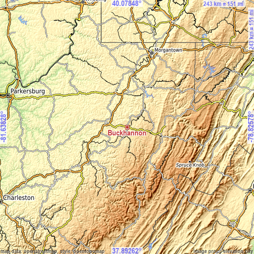 Topographic map of Buckhannon