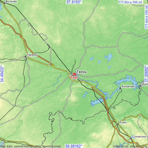 Topographic map of Tver