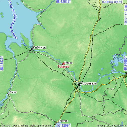 Topographic map of Tutayev