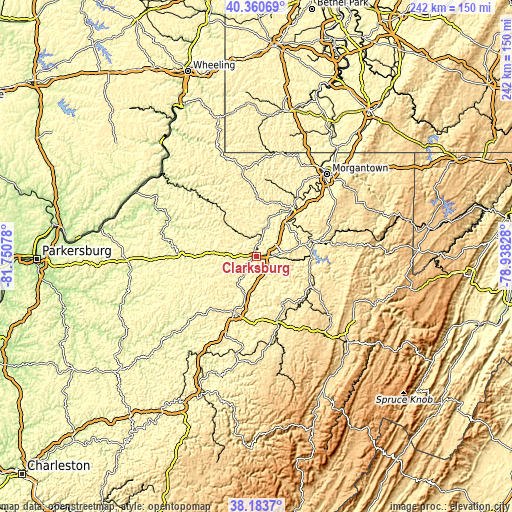 Topographic map of Clarksburg