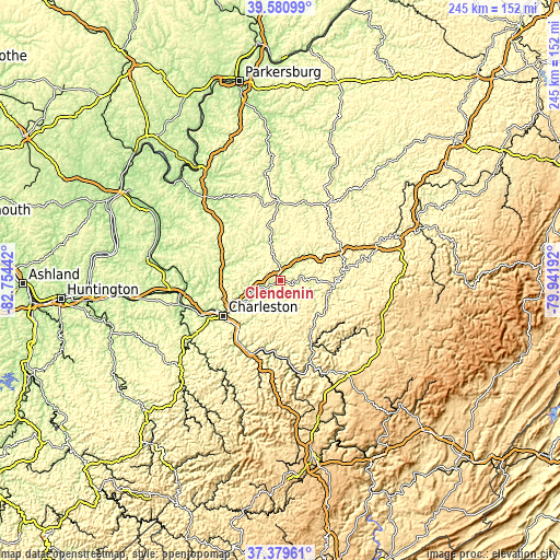 Topographic map of Clendenin