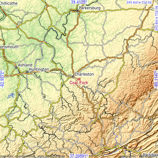 Topographic map of Coal Fork