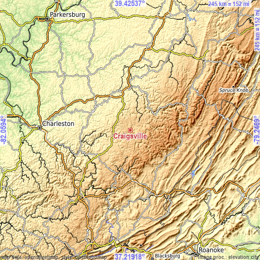 Topographic map of Craigsville