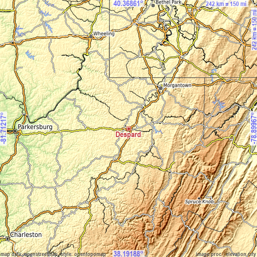 Topographic map of Despard