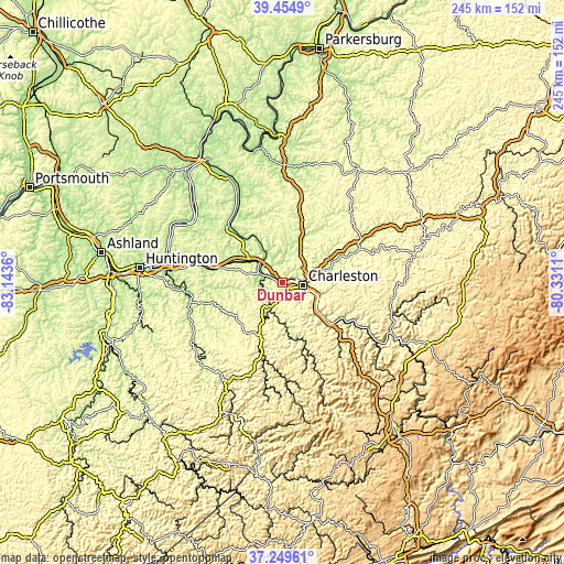 Topographic map of Dunbar