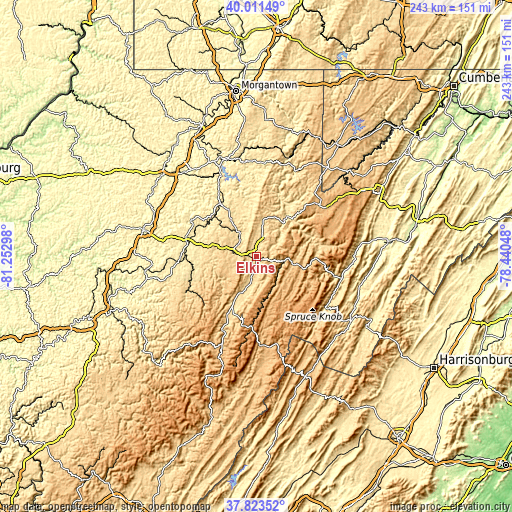 Topographic map of Elkins