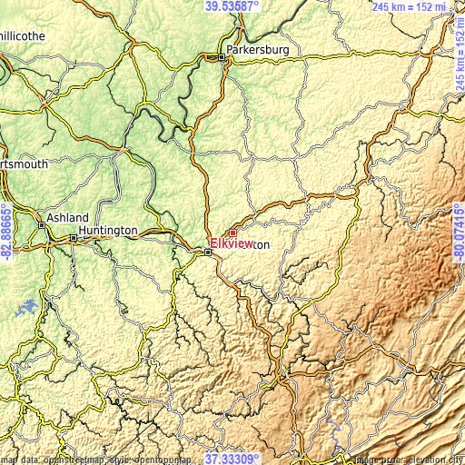 Topographic map of Elkview