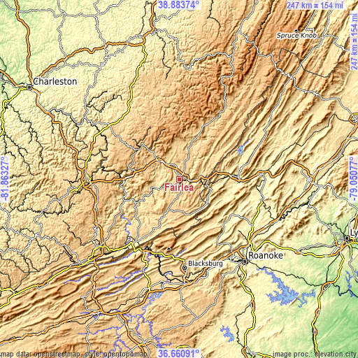 Topographic map of Fairlea