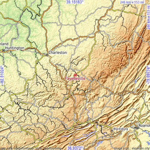 Topographic map of Fayetteville