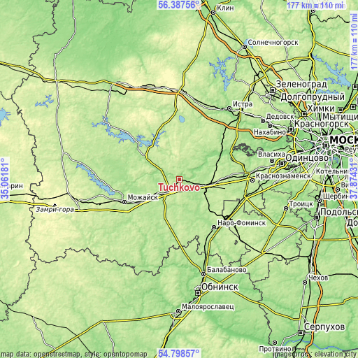 Topographic map of Tuchkovo