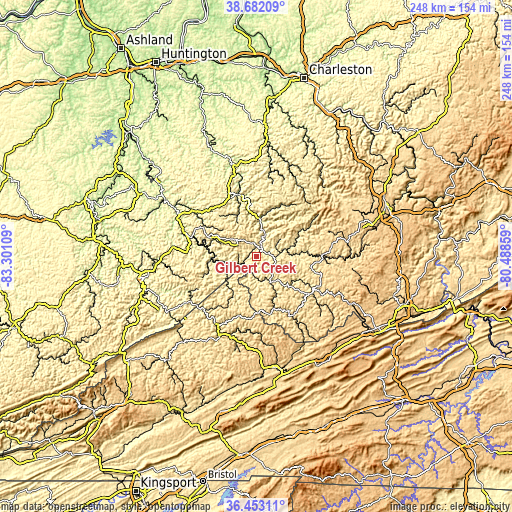 Topographic map of Gilbert Creek