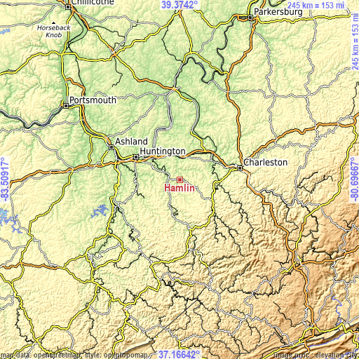 Topographic map of Hamlin