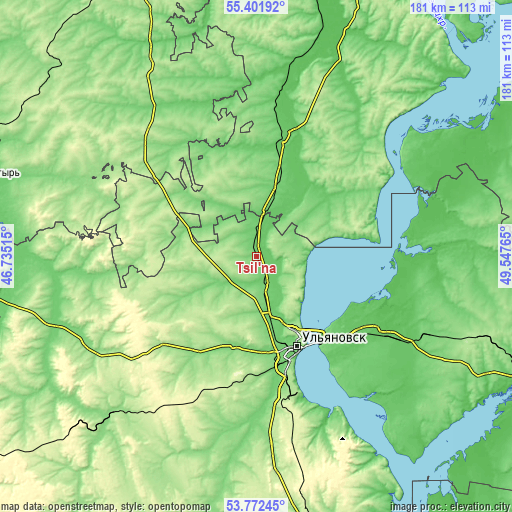 Topographic map of Tsil’na