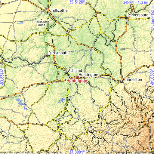 Topographic map of Huntington