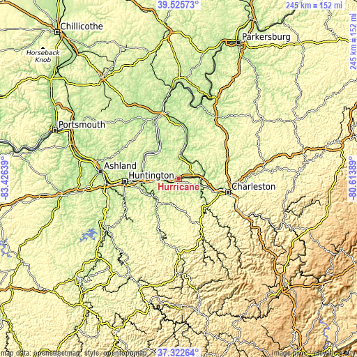 Topographic map of Hurricane