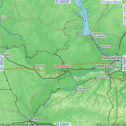 Topographic map of Tsentral’nyy