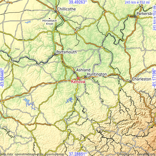 Topographic map of Kenova