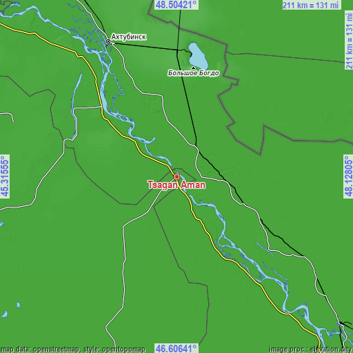 Topographic map of Tsagan Aman