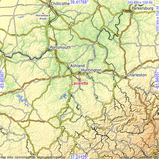 Topographic map of Lavalette