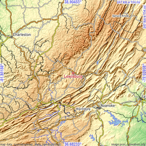 Topographic map of Lewisburg