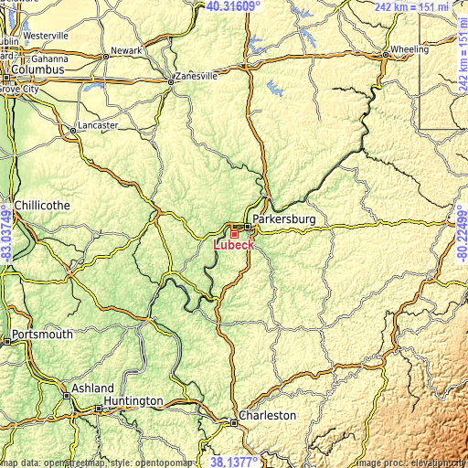 Topographic map of Lubeck