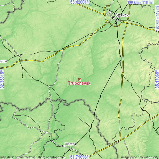 Topographic map of Trubchevsk