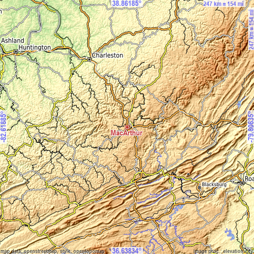 Topographic map of MacArthur