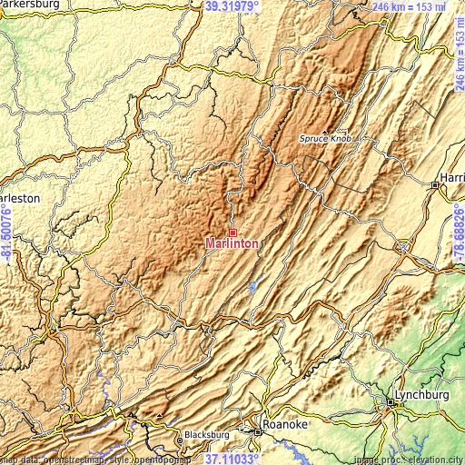 Topographic map of Marlinton