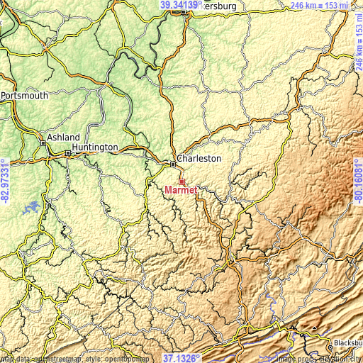 Topographic map of Marmet