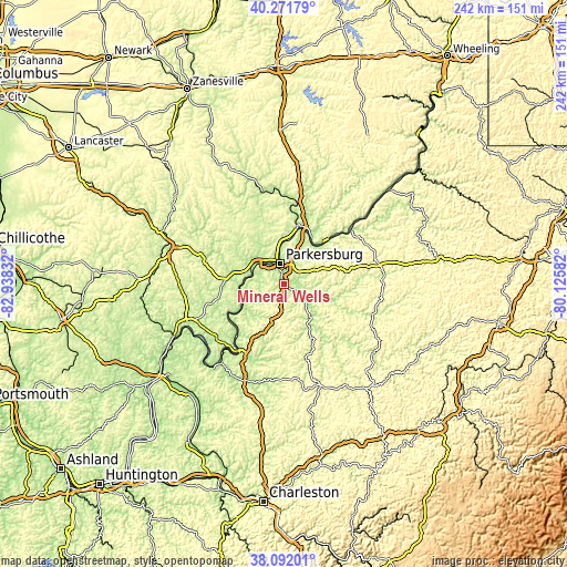 Topographic map of Mineral Wells