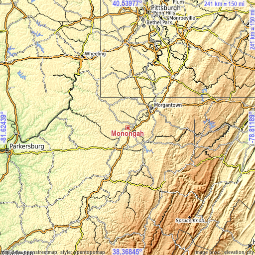 Topographic map of Monongah