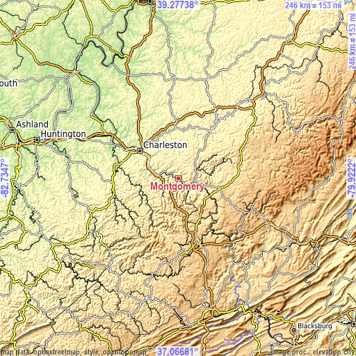 Topographic map of Montgomery