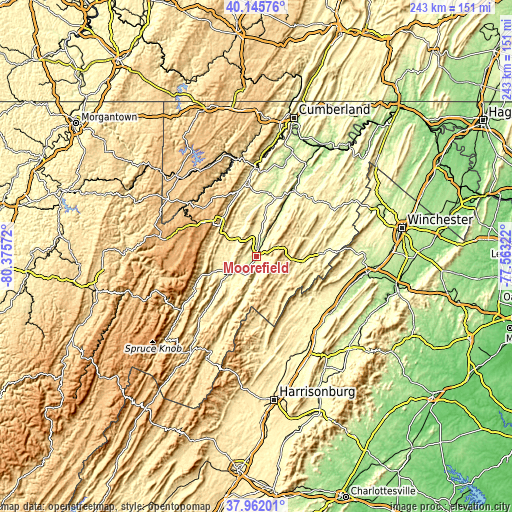 Topographic map of Moorefield