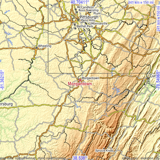 Topographic map of Morgantown