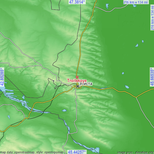 Topographic map of Troitskoye