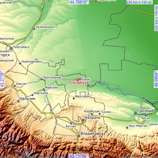 Topographic map of Troitskoye